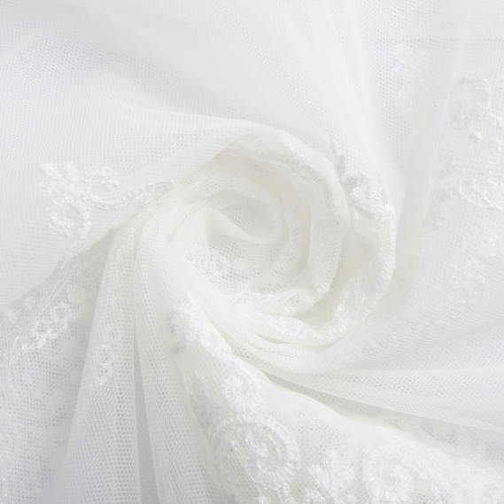 Тканина тюль-фатин з вишивкою beyaz , фото 1 Тканина тюль-фатин з вишивкою beyaz , фото 1