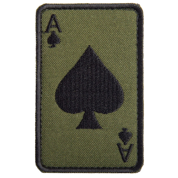 Chevron patch with Velcro Card Ace of Spades, embroidered patch 5x8 cm, фото 1