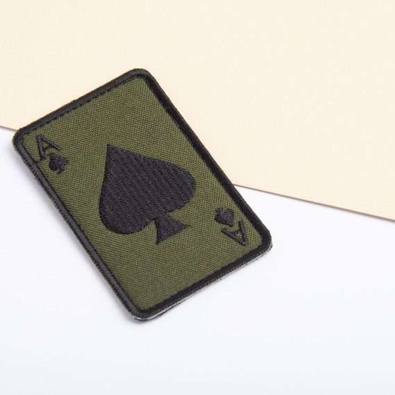 Chevron patch with Velcro Card Ace of Spades, embroidered patch 5x8 cm, фото 4