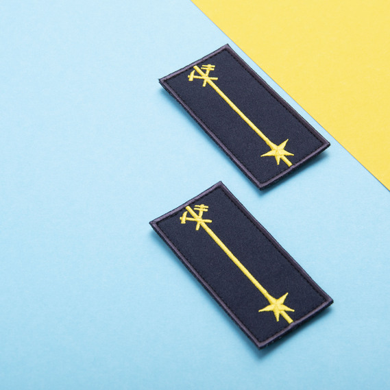 Шеврон нашивка на липучці Погон машиніста Укрзалізниці одна зірка на синьому 4,5х9,5 см, фото 4