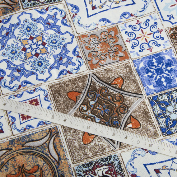 Ткань декоративная Печворк з водоотталкивающей пропиткой V-1 синя беж, фото 5