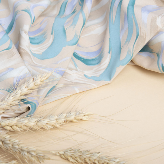 Тканина плательна Super Soft акварель бірюза, фото 3 Тканина плательна Super Soft акварель бірюза, фото 3