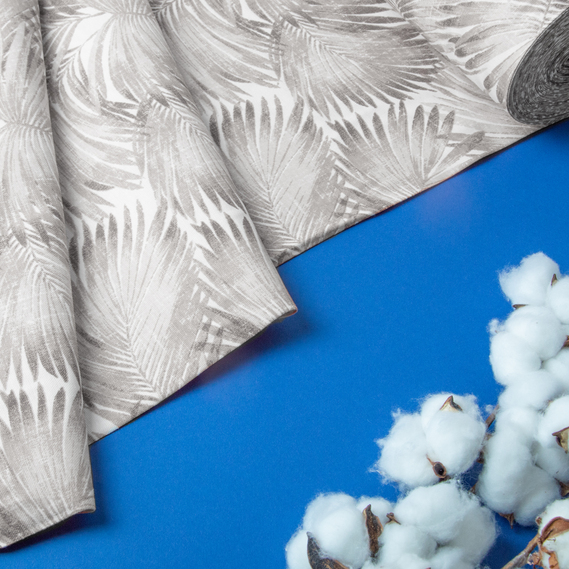 Тканина декоративна Папороть бавовна з водовідштовхувальним просоченням для скатертин, штор, декору V-10 беж, фото 4