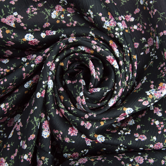 Тканина плательна атлас креш парижанка чорний, фото 1