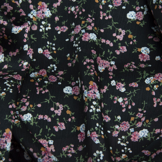 Тканина плательна атлас креш парижанка чорний, фото 2