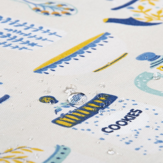 Тканина декоративна Чаювання бавовна з водовідштовхувальним просоченням для скатертин, штор, декору V-03 синя, фото 2