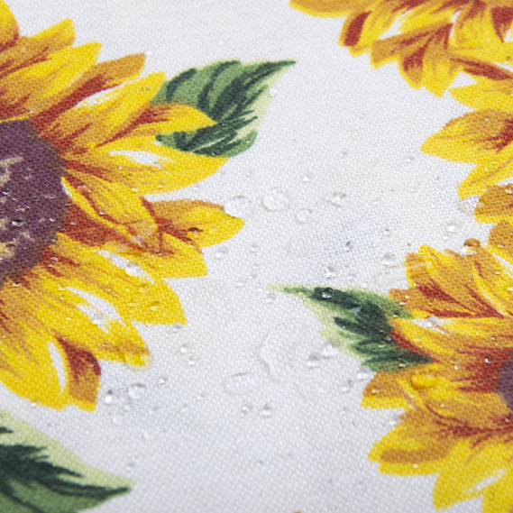 Тканина декоративна бавовна з водовідштовхувальним просоченням, для скатертин, штор, декору соняшник біла, фото 2