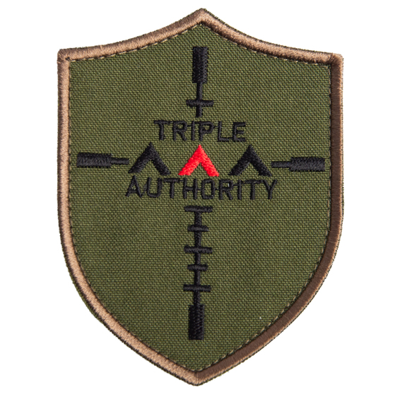 Шеврон нашивка на липучці Інструктор Triple, вишитий патч 7,5х10 см хакі, фото 1