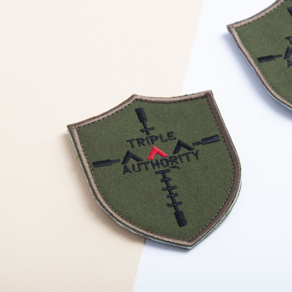 Шеврон нашивка на липучці Інструктор Triple, вишитий патч 7,5х10 см хакі, фото 3