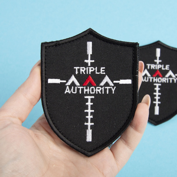 Шеврон нашивка на липучці Інструктор Triple, вишитий патч 7,5х10 см чорний, фото 2