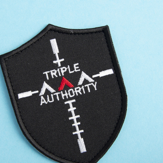 Шеврон нашивка на липучці Інструктор Triple, вишитий патч 7,5х10 см чорний, фото 3