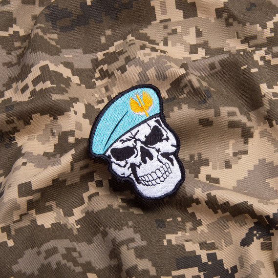 Шеврон нашивка на липучке Череп Морская пехота Украины, вышитый патч 7х8,5 см, фото 3