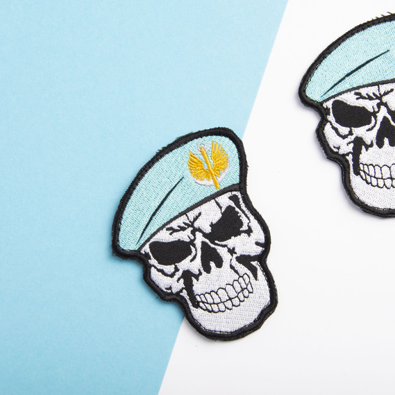 Шеврон нашивка на липучке Череп Морская пехота Украины, вышитый патч 7х8,5 см, фото 4