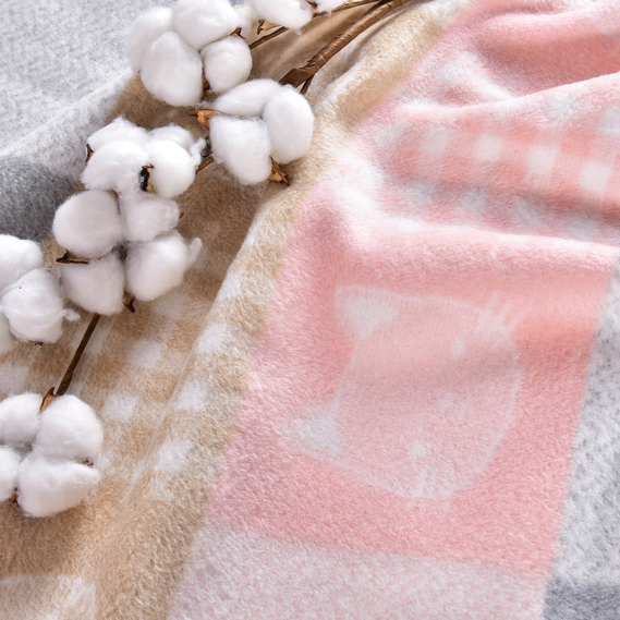 Плед детский хлопок BABY ТM PAPAELLA 90х120 см киця рожева, фото 2