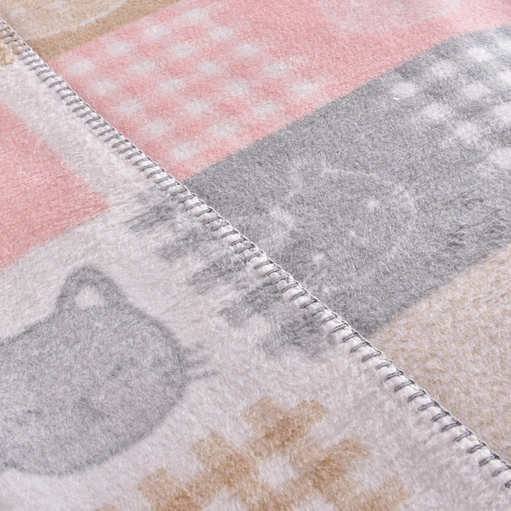 Плед детский хлопок BABY ТM PAPAELLA 90х120 см киця рожева, фото 5