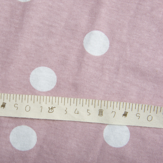 Тканина трикотаж бавовна 150 гр/м2 горошок пудра, фото 4