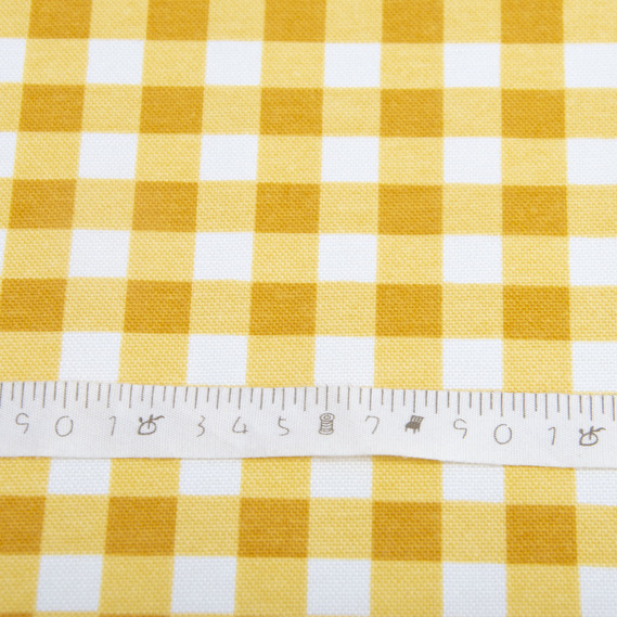 Тканина декоративна Клітинка з водовідштовхувальним просоченням, 180 см, 215 гр/м2, тканина для скатертин, штор, декору V-44 жовта, фото 4