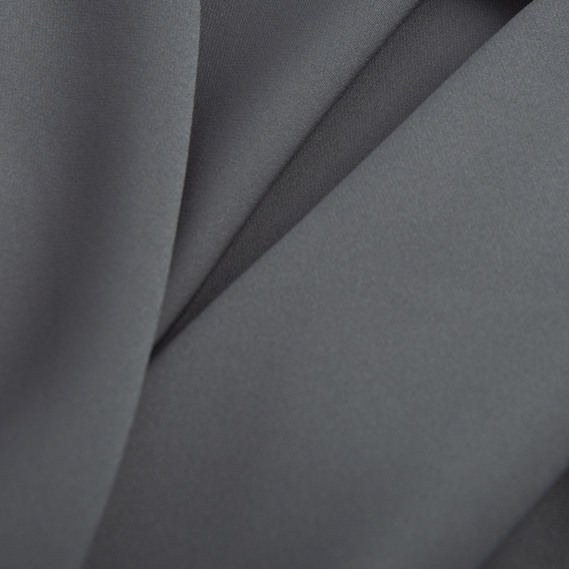 Тканина плательна Wave crep,150 см, для одягу, суконь, костюмів, спідниць темно сіра, фото 2 Тканина плательна Wave crep,150 см, для одягу, суконь, костюмів, спідниць темно сіра, фото 2