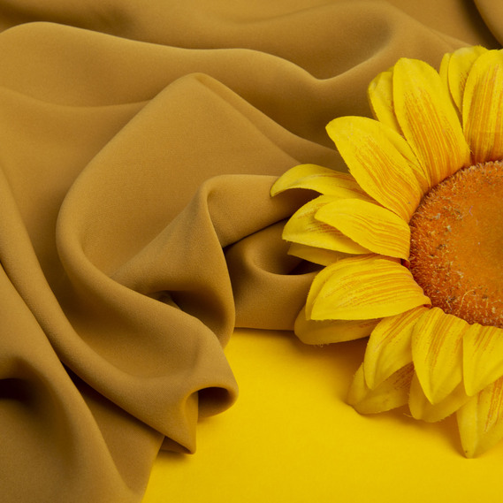 Тканина плательна Wave crep,150 см, для одягу, суконь, костюмів, спідниць гірчиця, фото 3