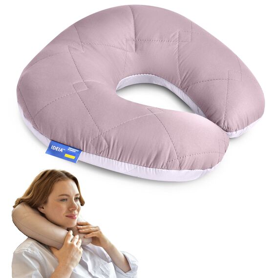 U-Shaped Pillow 32x32 cm Travel IDEIA for Travel, Neck and Head Support, Anti-Allergenic Travel Pillow св.сірий/білий, фото 1