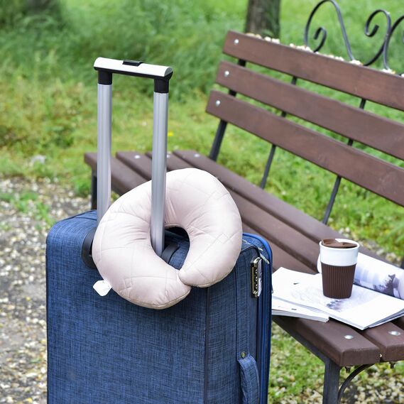 U-Shaped Pillow 32x32 cm Travel IDEIA for Travel, Neck and Head Support, Anti-Allergenic Travel Pillow св.сірий/білий, фото 8