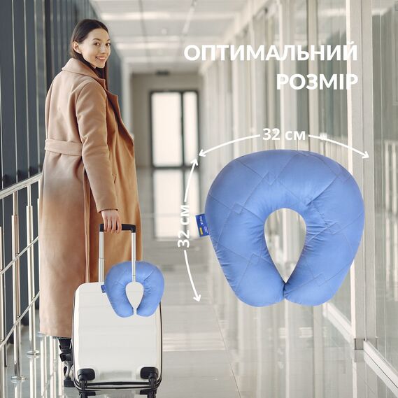 U-Shaped Pillow 32x32 cm Travel IDEIA for Travel, Neck and Head Support, Anti-Allergenic Travel Pillow джинс/св.сірий, фото 3