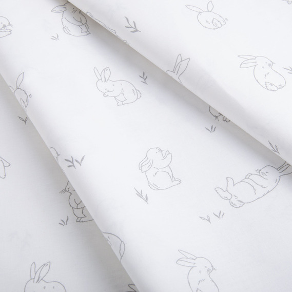 Тканина бязь ранфорс для постільної білизни, бавовна, 130 гр/м2, 240 см 1437/02 зайчик сіра, фото 2