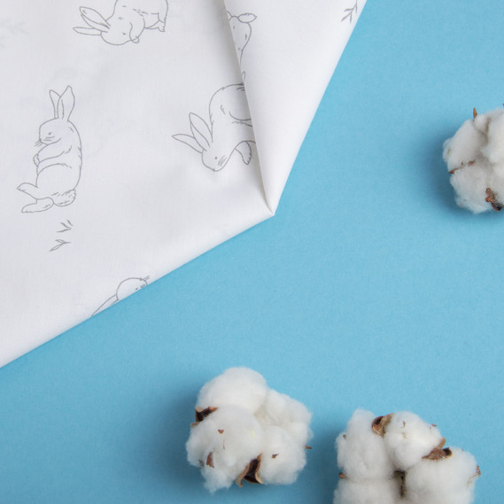 Тканина бязь ранфорс для постільної білизни, бавовна, 130 гр/м2, 240 см 1437/02 зайчик сіра, фото 3