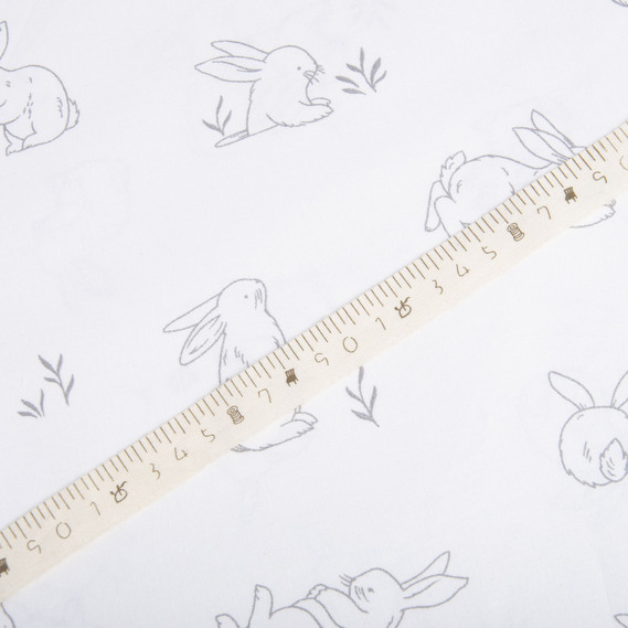 Тканина бязь ранфорс для постільної білизни, бавовна, 130 гр/м2, 240 см 1437/02 зайчик сіра, фото 4