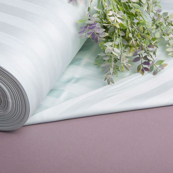 Тканина сатин жакард для постільної білизни 2,4 м 267077/41 у смужку ментол, фото 3