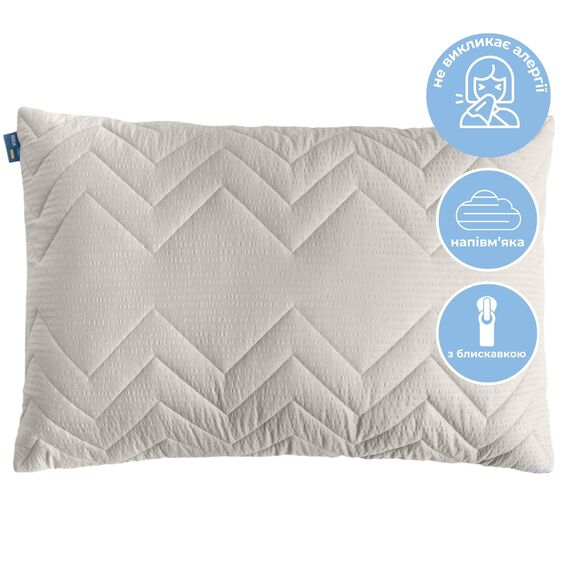Подушка NORDIC COMFORT+ IDEIA 50х70 см с молнией, антиаллергенная сіра, фото 1
