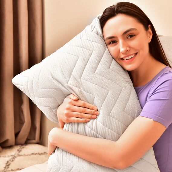 Подушка NORDIC COMFORT+ IDEIA 50х70 см с молнией, антиаллергенная сіра, фото 2