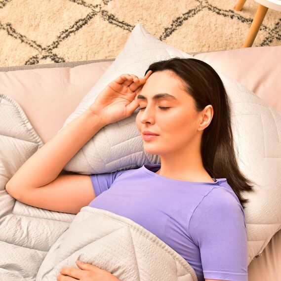 Подушка NORDIC COMFORT+ IDEIA 50х70 см с молнией, антиаллергенная сіра, фото 7