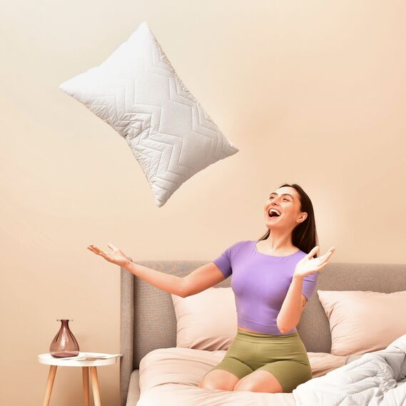 Подушка NORDIC COMFORT+ IDEIA 50х70 см с молнией, антиаллергенная сіра, фото 9