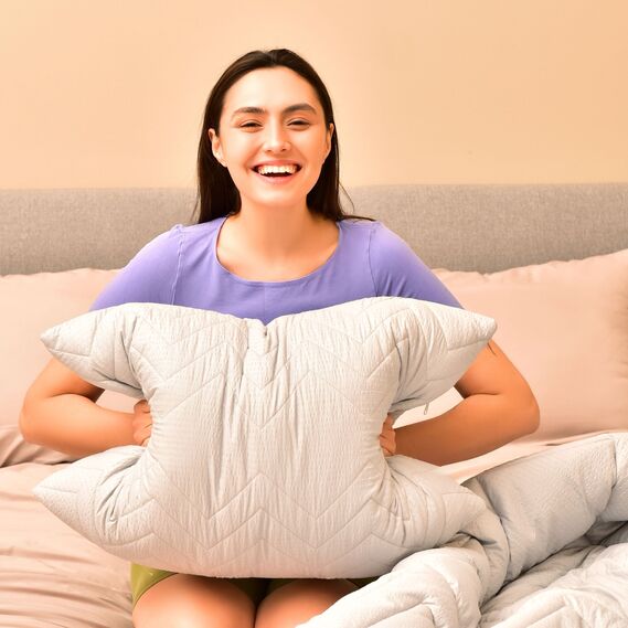 Подушка NORDIC COMFORT+ IDEIA 50х70 см с молнией, антиаллергенная сіра, фото 12