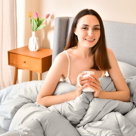 Ковдра зимова NORDIC COMFORT 140х210 см IDEIA антиалергійна тепла щіл 300 г/м2 сіра, фото 8