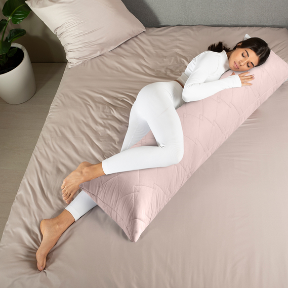 Подушка для сна и отдыха CUBE IDEIA 40x135 cм, подушка для тела, длинная подушка, антиаллергенная беж, фото 1