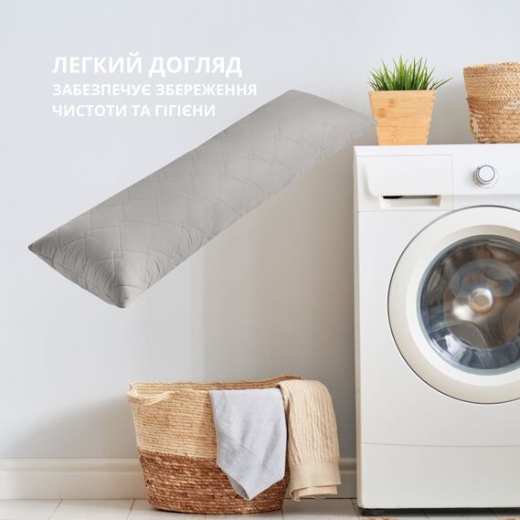 Подушка для сна и отдыха CUBE IDEIA 40x135 cм, подушка для тела, длинная подушка, антиаллергенная св.сірий, фото 6