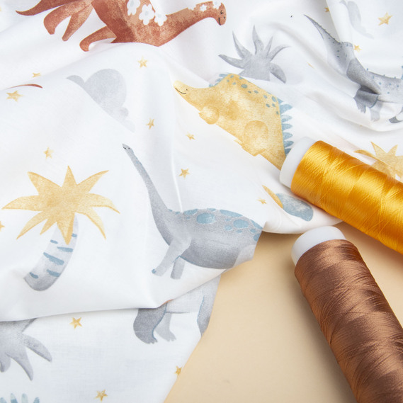 Ranfors coarse calico fabric 26334 діно молоко, фото 4