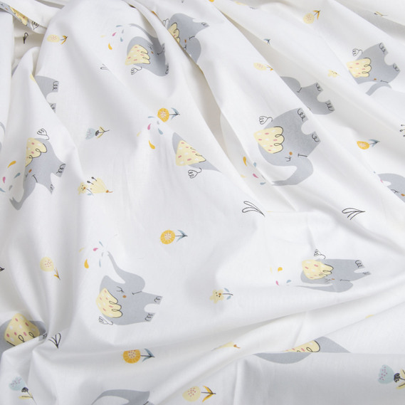 Тканина бязь ранфорс для постільної білизни, бавовна, 130 гр/м2, 240 см 25872/2 слоненя молоко, фото 2