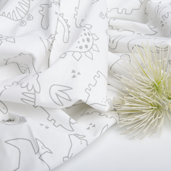 Тканина бязь ранфорс для постільної білизни, бавовна, 130 гр/м2, 240 см 1357/10 Дінопарк біла, фото 3