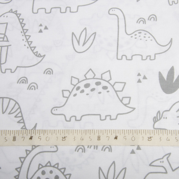 Тканина бязь ранфорс для постільної білизни, бавовна, 130 гр/м2, 240 см 1357/10 Дінопарк біла, фото 4