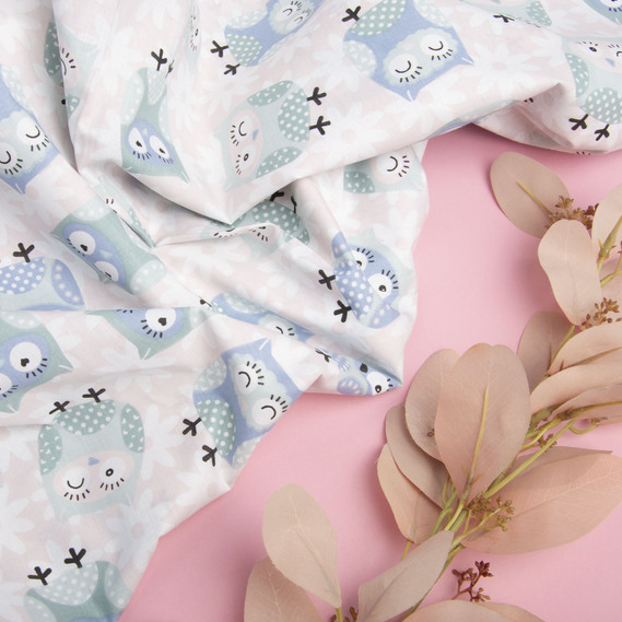 Ranfors coarse calico fabric 5044/02 совушка пудра, фото 3