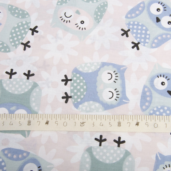 Ranfors coarse calico fabric 5044/02 совушка пудра, фото 4