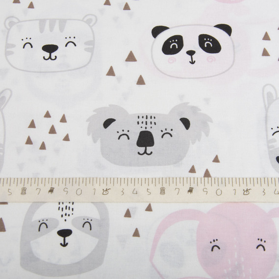 Тканина бязь ранфорс для постільної білизни, бавовна, 130 гр/м2, 240 см 26386/2 сплячі звірі рожева, фото 4