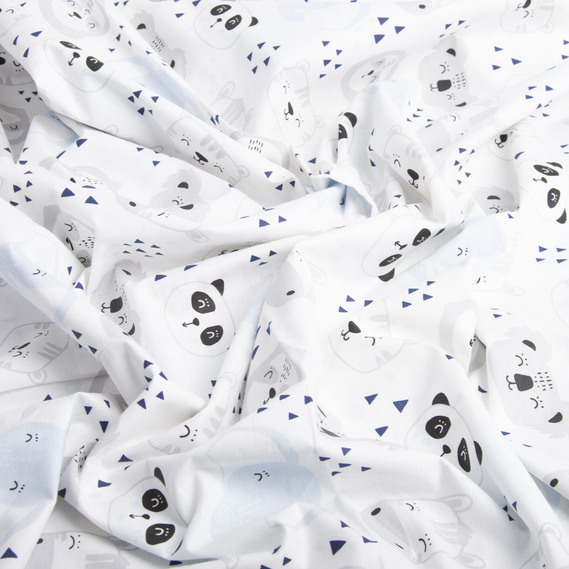 Ткань бязь ранфорс для постельного белья, хлопок, 130 гр/м2, 240 см 26386/9 сплячі звірі блакит, фото 2