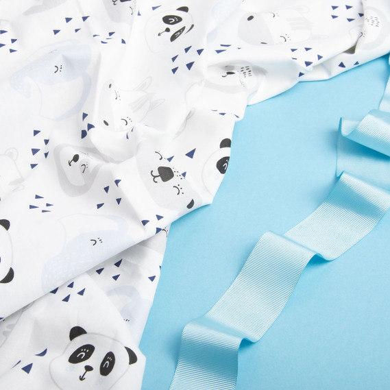 Ткань бязь ранфорс для постельного белья, хлопок, 130 гр/м2, 240 см 26386/9 сплячі звірі блакит, фото 3