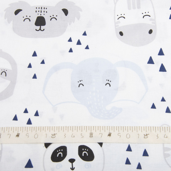 Ткань бязь ранфорс для постельного белья, хлопок, 130 гр/м2, 240 см 26386/9 сплячі звірі блакит, фото 4