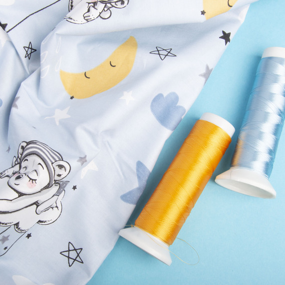 Тканина бязь ранфорс для постільної білизни, бавовна, 130 гр/м2, 240 см 9999/08 сонька блакитна, фото 3