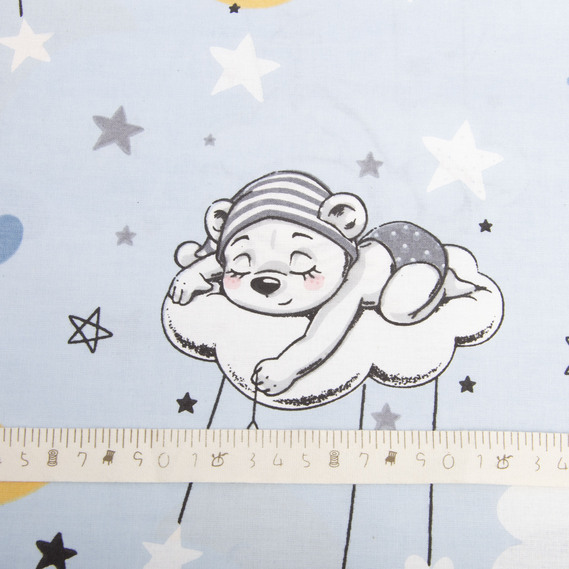 Тканина бязь ранфорс для постільної білизни, бавовна, 130 гр/м2, 240 см 9999/08 сонька блакитна, фото 4